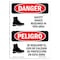 Signmission OSHA Danger, Shoes Required AreaBilingual, 14in X 10in Aluminum, 10" W, 14" H, Bilingual Spanish OS-DS-A-1014-VS-1568 - alternate 1